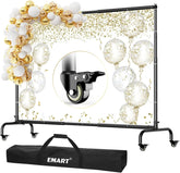 10x7.5Ft Rolling Backdrop Stand with Wheels Adjustable Moveable Photo Banner Background Holder